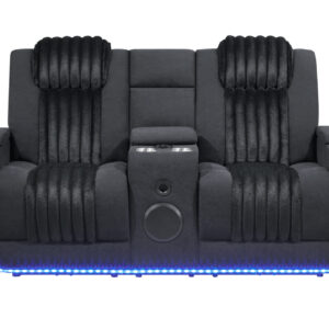 U8000 BLACK PWR CONSOLE REC LOVESEAT W/PHR, LED AND SPEAKER