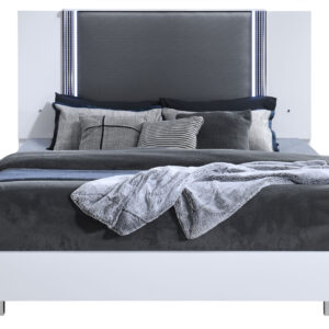 YLIME SMOOTH WHITE KING BED WITH LED FULLY SLATTED