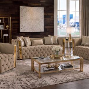 Naomi Living Room Set in Taupe